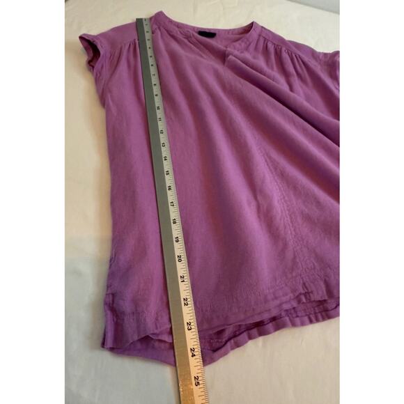 Splendid Purple Lilac Linen Blend V Neck Cap Sleeve Boho Casual Oversized Top M - Picture 7 of 8